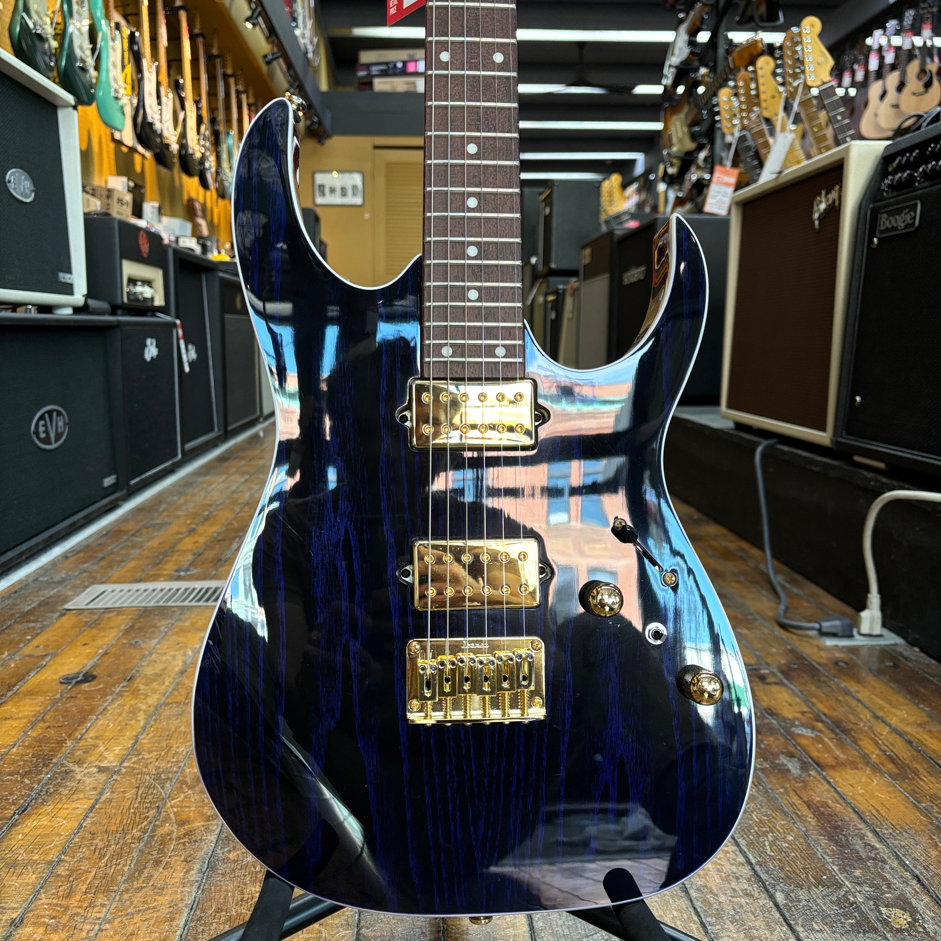 Ibanez High Performance RG421HPAH Electric Guitar Blue Wave Black – Music  Makers